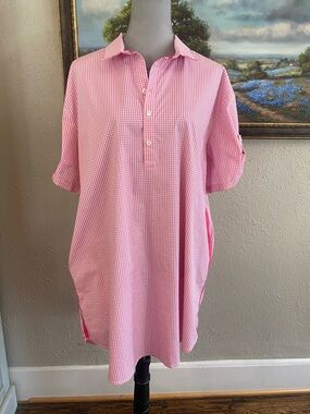 Women's Pink Gingham Polo Dress
